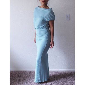 DONATED: Arden B aqua striped goddess maxi dress (XS)